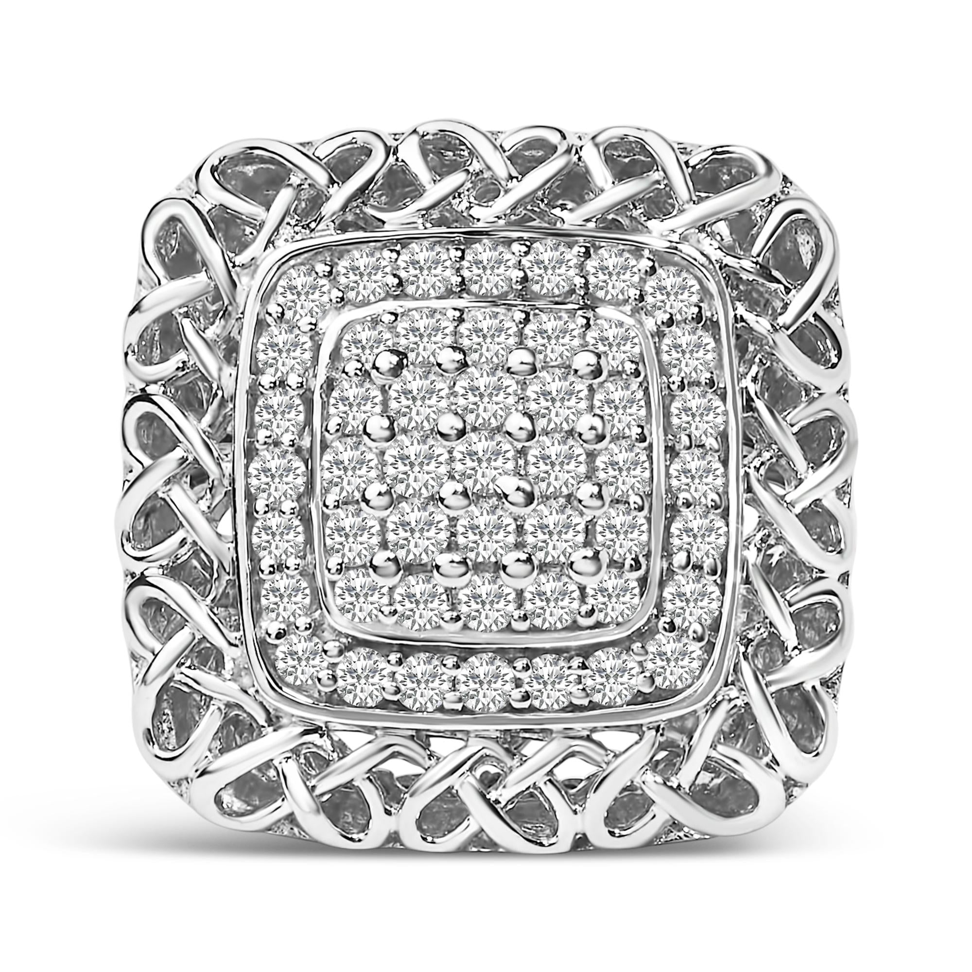 Sterling Silver 1.0 Cttw Diamond Celtic Knot Cocktail Ring