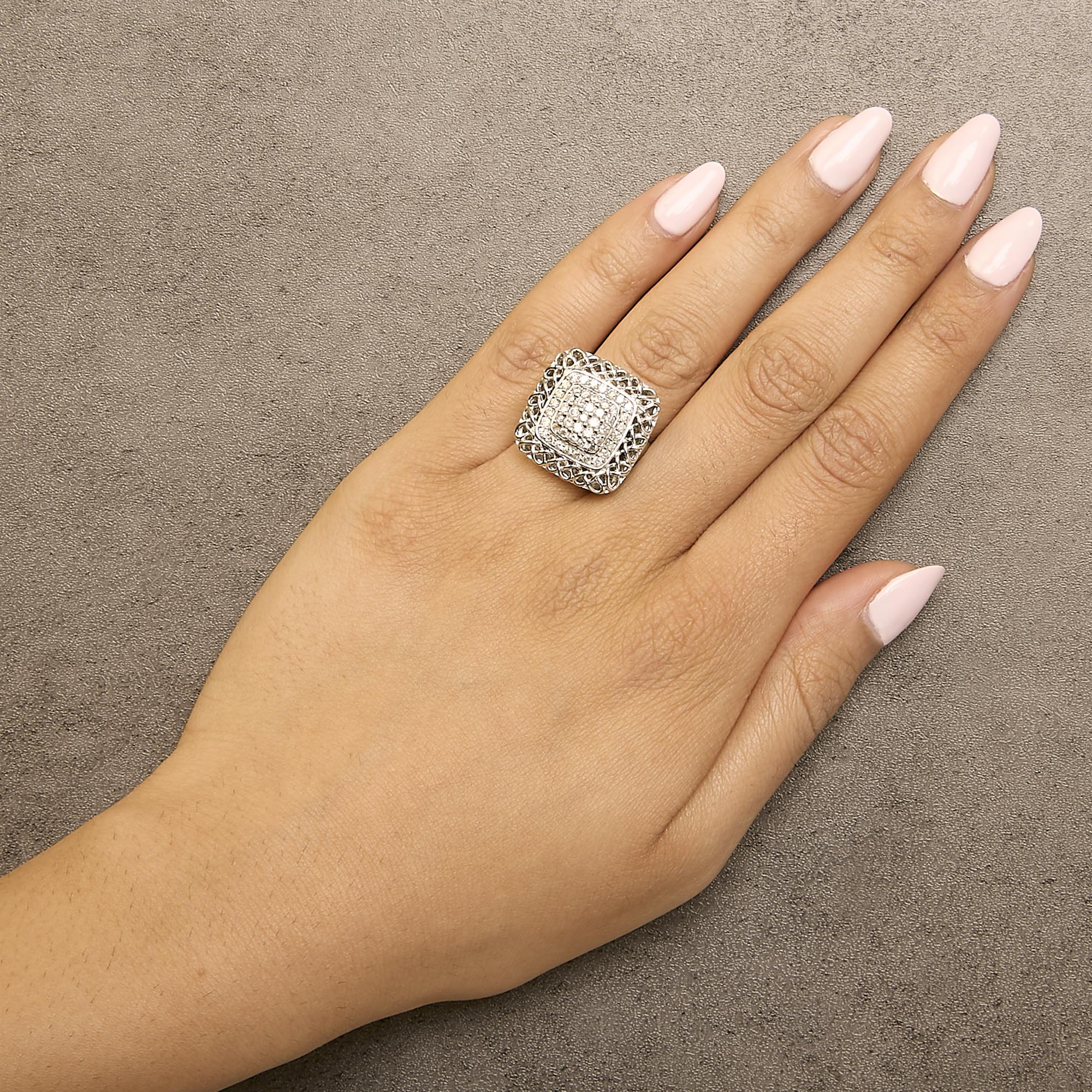 Sterling Silver 1.0 Cttw Diamond Celtic Knot Cocktail Ring