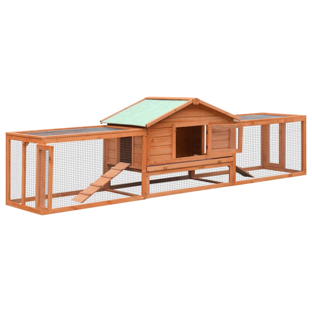 Vidaxl rabbit hutch 310x70x87 cm solid pine and fir wood