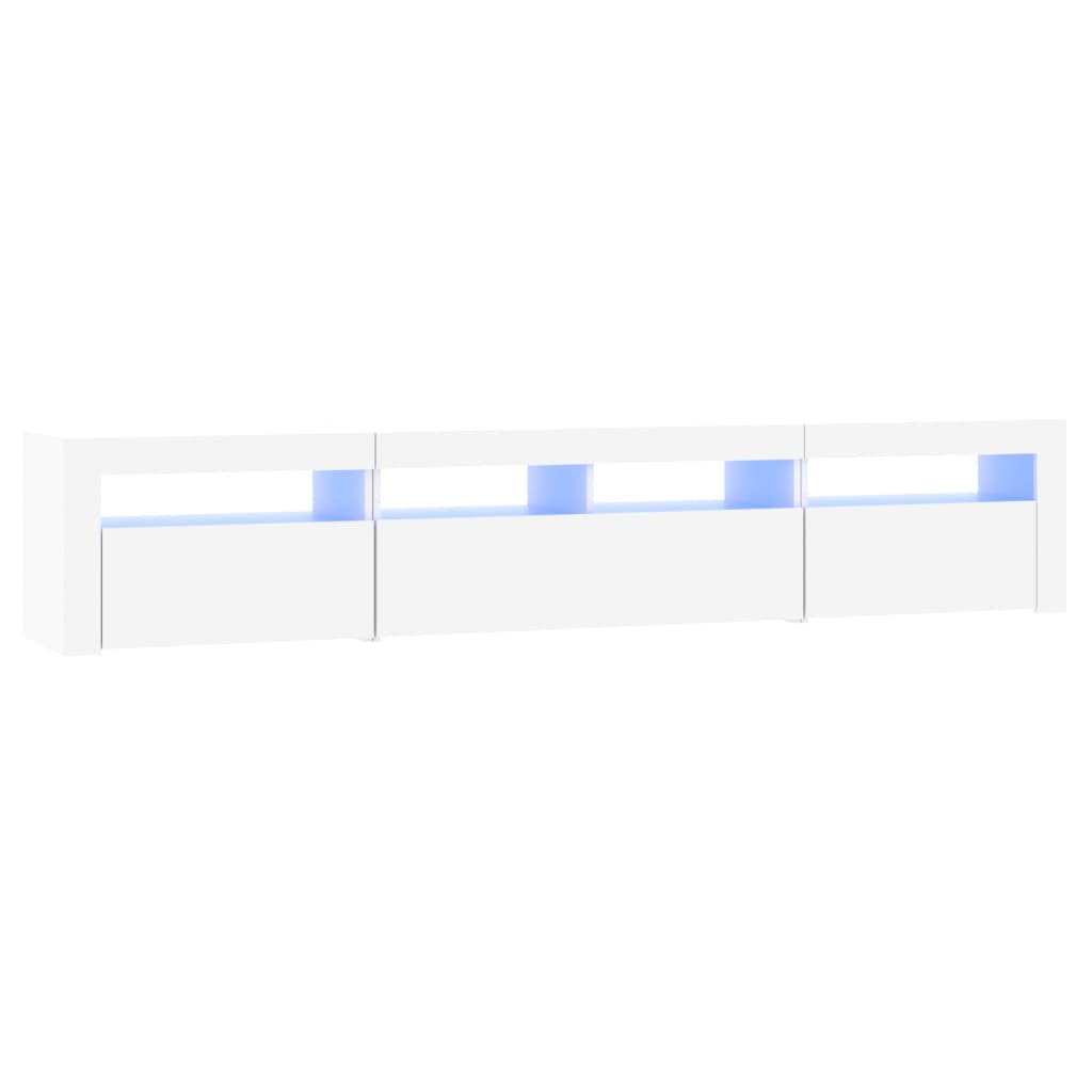 NNEVL TV Cabinet with LED Lights White 210x35x40 cm