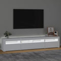 NNEVL TV Cabinet with LED Lights White 210x35x40 cm