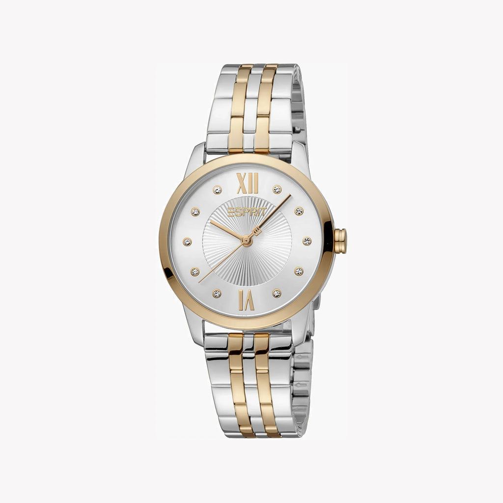 Esprit Women's Silver & Rose Gold Watch, Silver Dial | Es1l150m0025