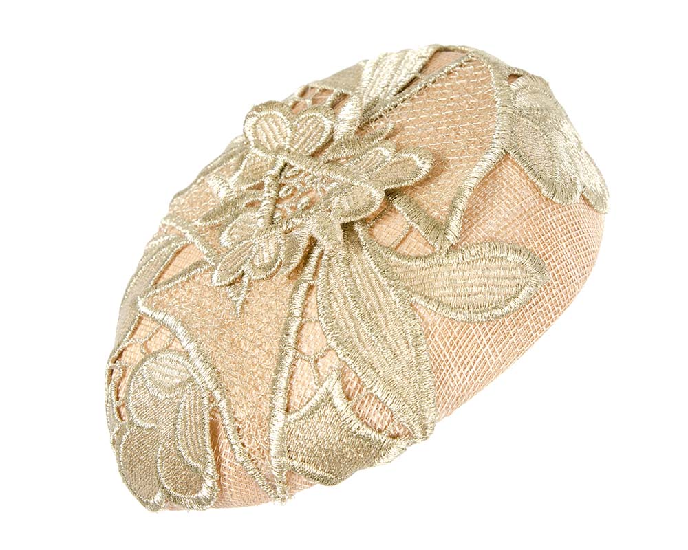 Nude and gold pillbox fascinator