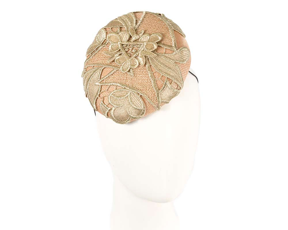 Nude and gold pillbox fascinator