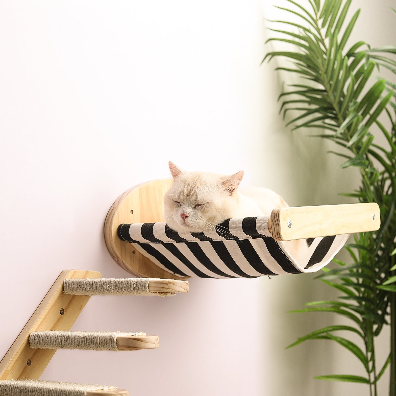 Cat Activity Center with Solid Wood Sisal Scratching Posts and Hammock-0