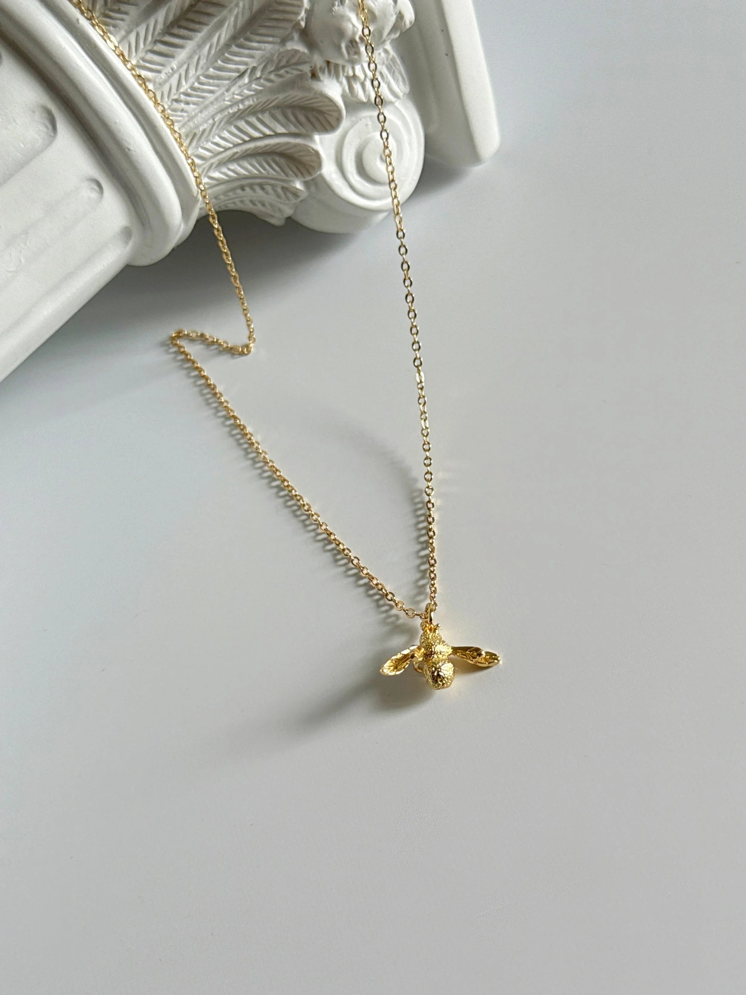 925 Sterling Silver Bee Necklace | 18K Gold Plated Bold Pendant