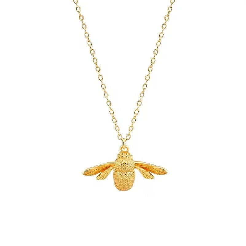 925 Sterling Silver Bee Necklace | 18K Gold Plated Bold Pendant