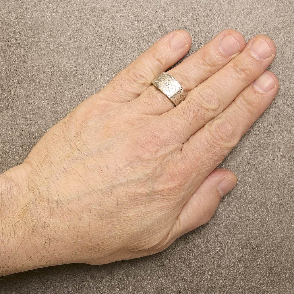Sterling Silver Diamond Accent Geometric Band Ring