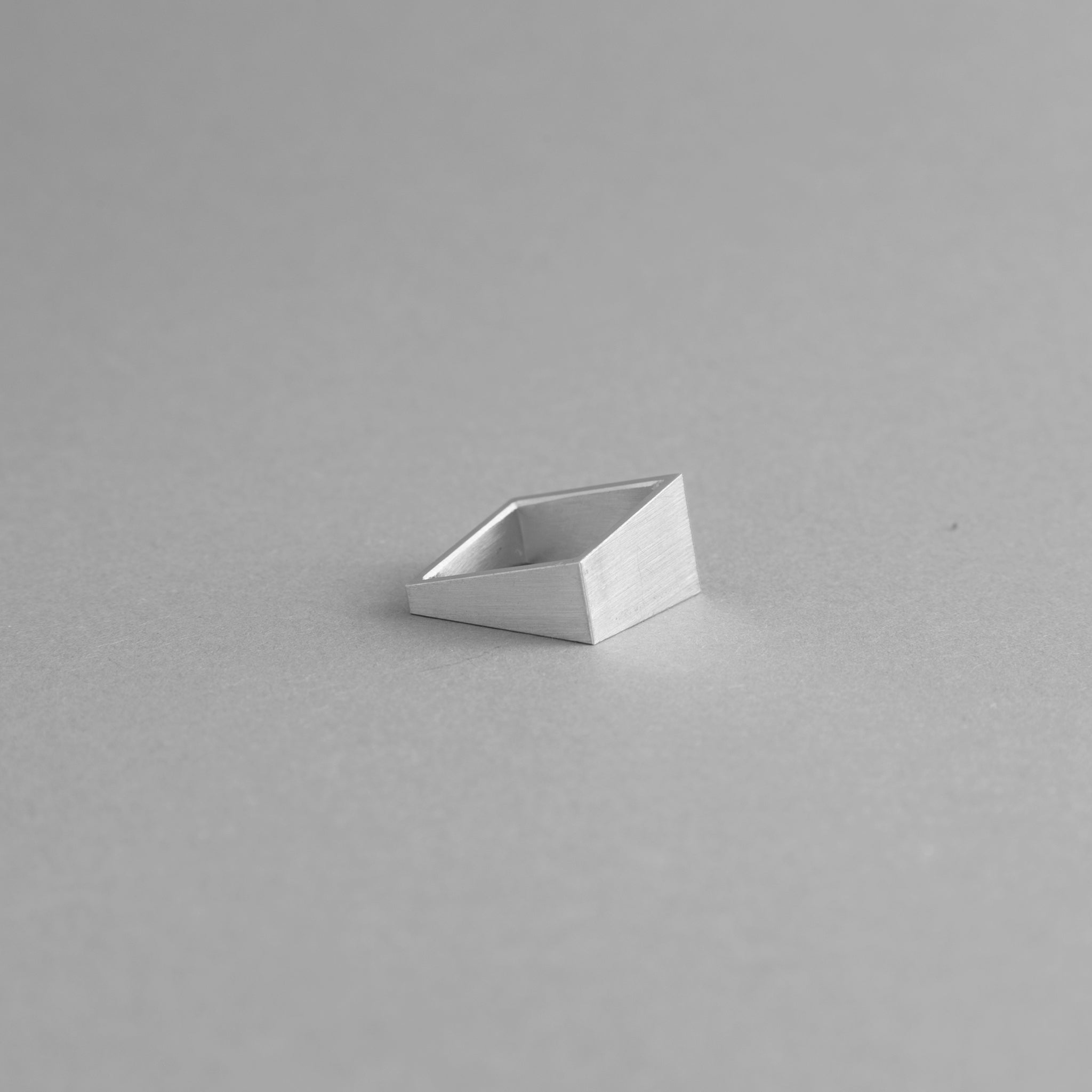 MK3 ASYMMETRIC RING in BLACK + ALUMINUM SQUARE RING | Geometric Set of 2