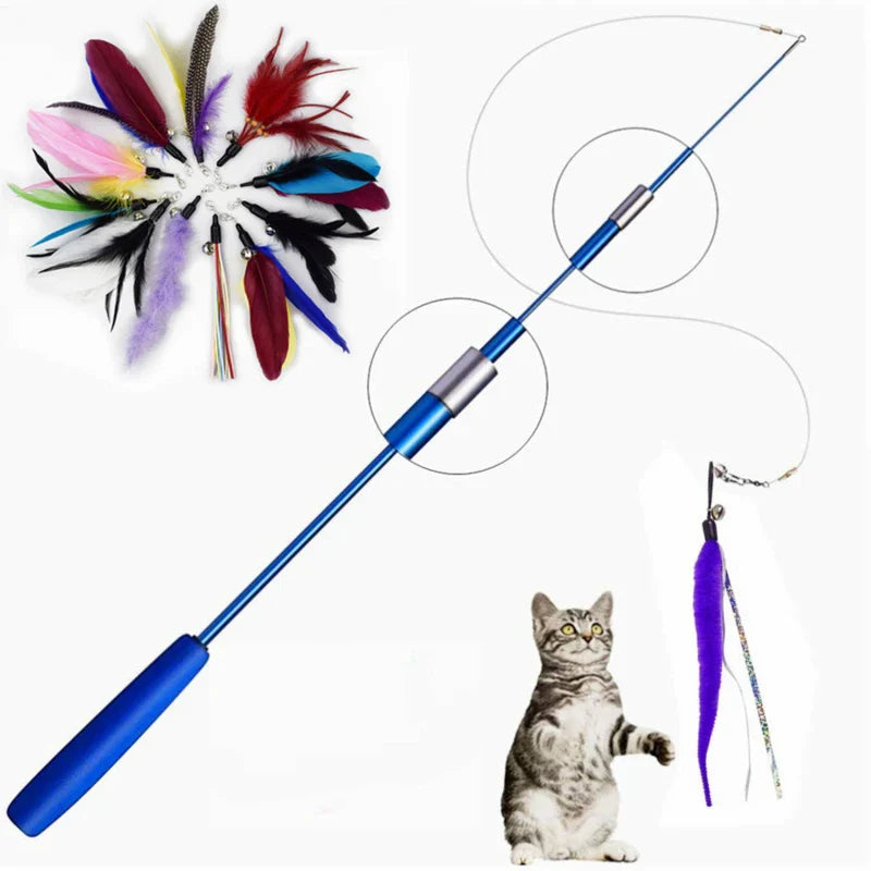 Interactive Feather Cat Teaser Wand-0