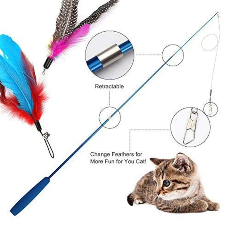 Interactive Feather Cat Teaser Wand-1