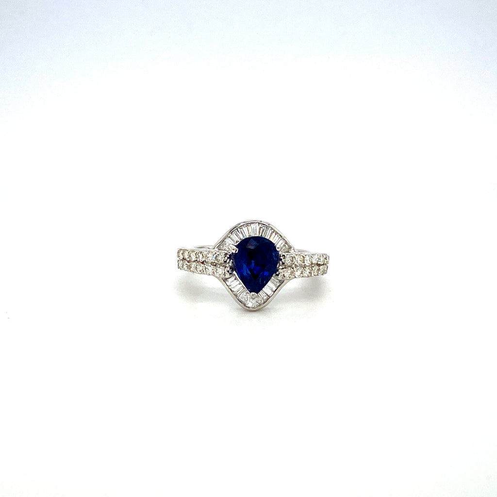 Sapphire and Diamond Ring in 18K White Gold - KGR 10182