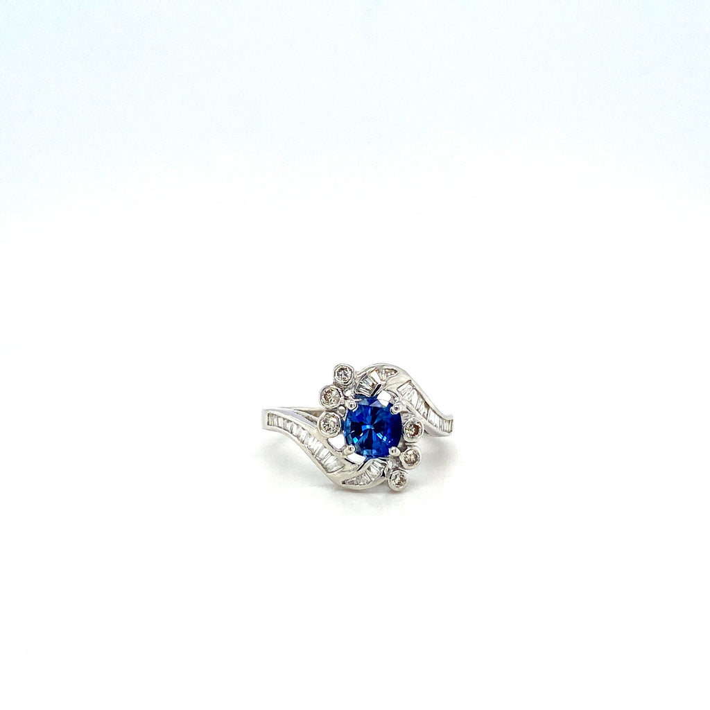 Sapphire and Diamond Ring in 18K White Gold - KGR 12740