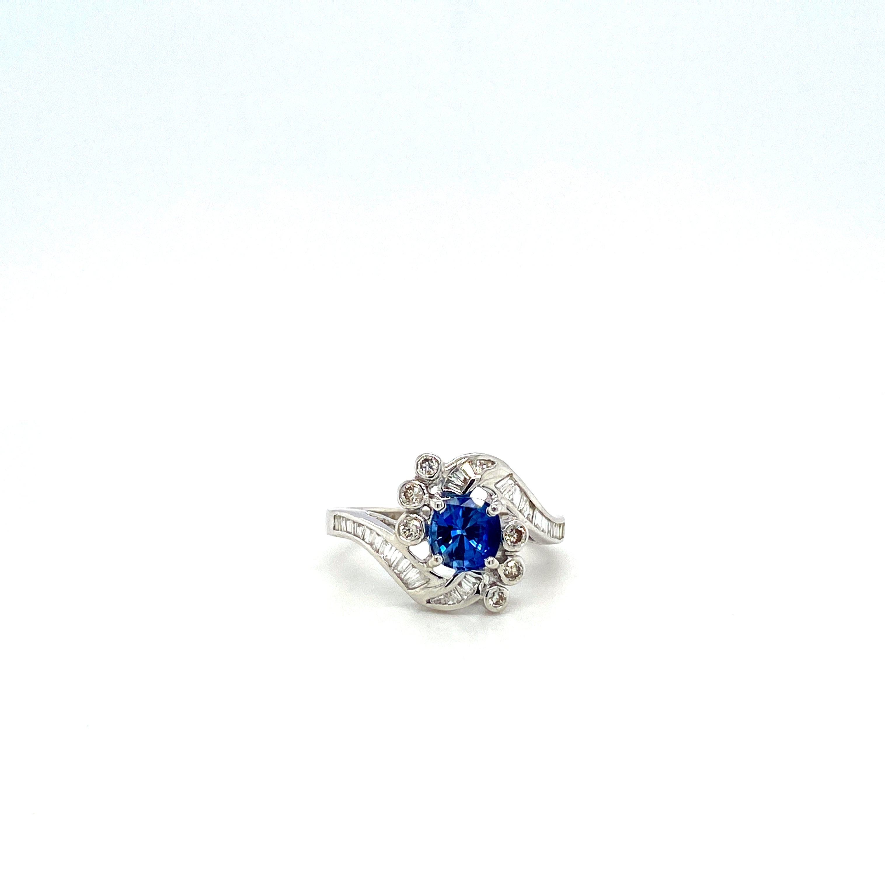 Sapphire and Diamond Ring in 18K White Gold - KGR 12740