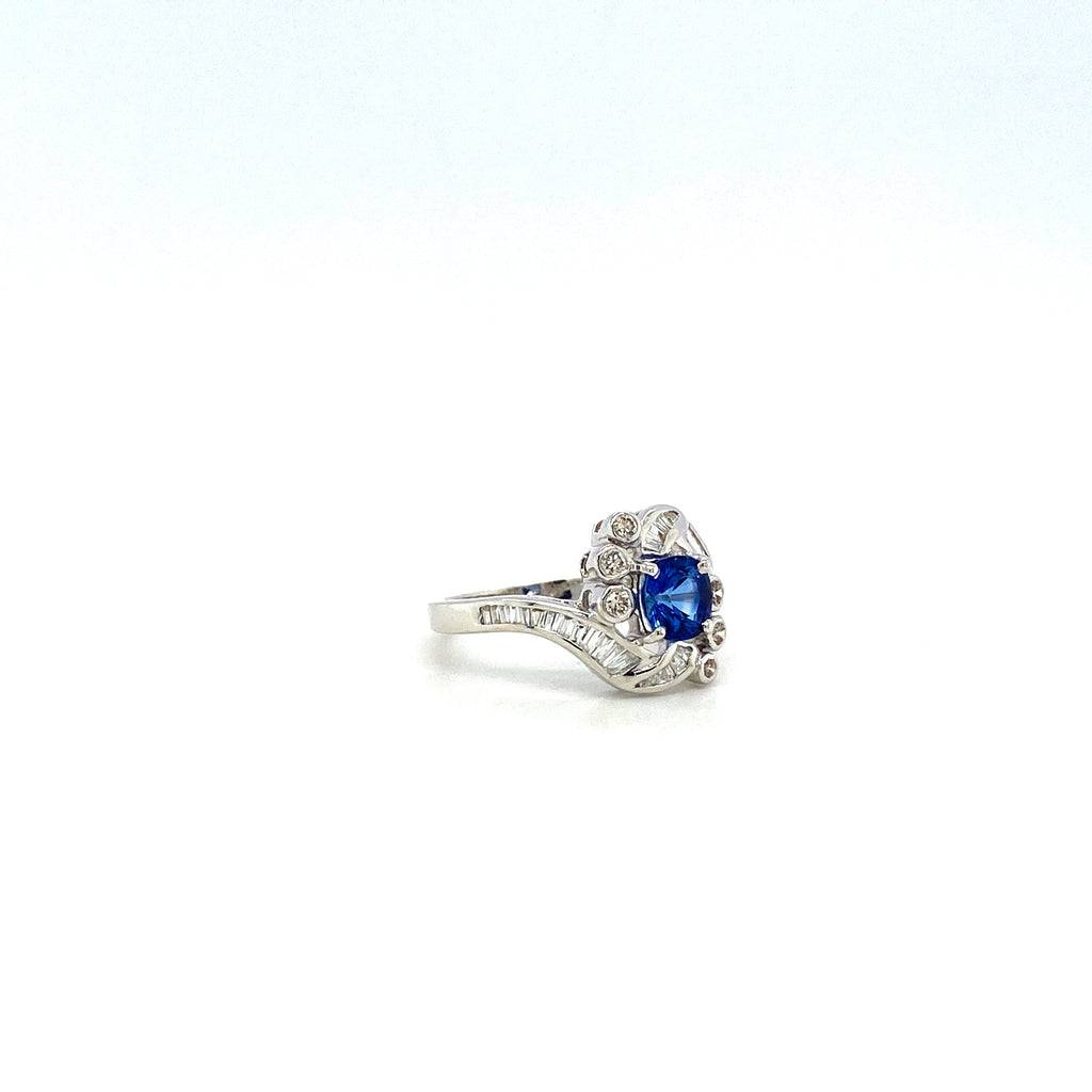 Sapphire and Diamond Ring in 18K White Gold - KGR 12740