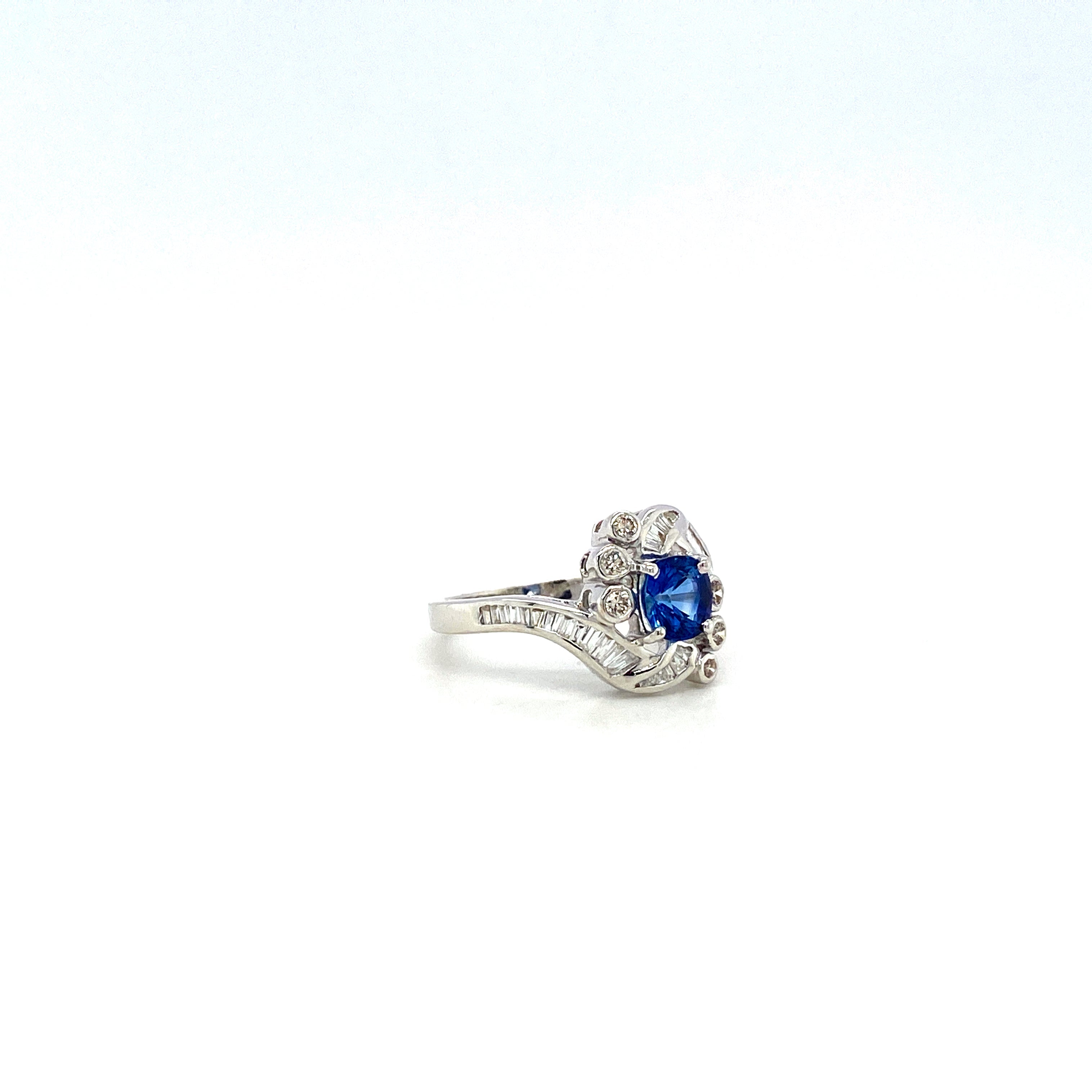 Sapphire and Diamond Ring in 18K White Gold - KGR 12740