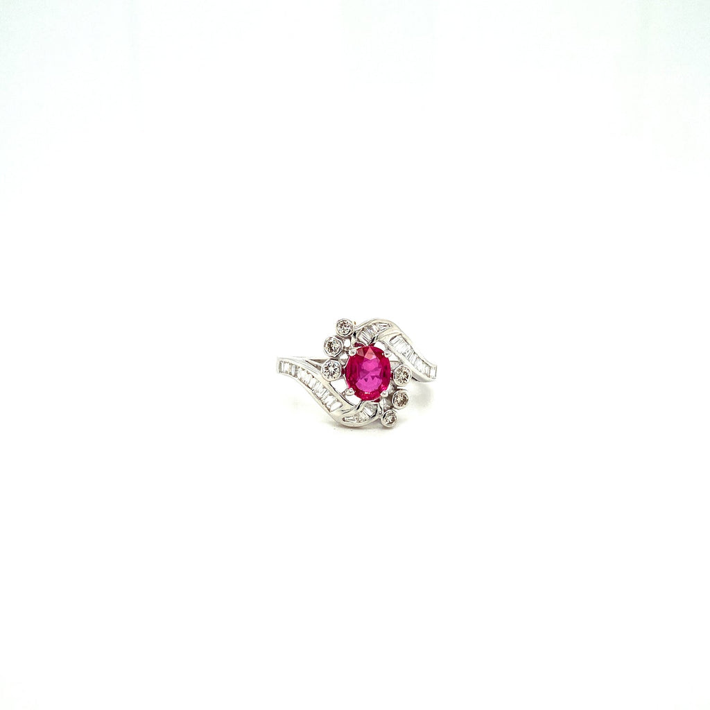 Ruby and Diamond Ring in 18K White Gold - KGR 12741