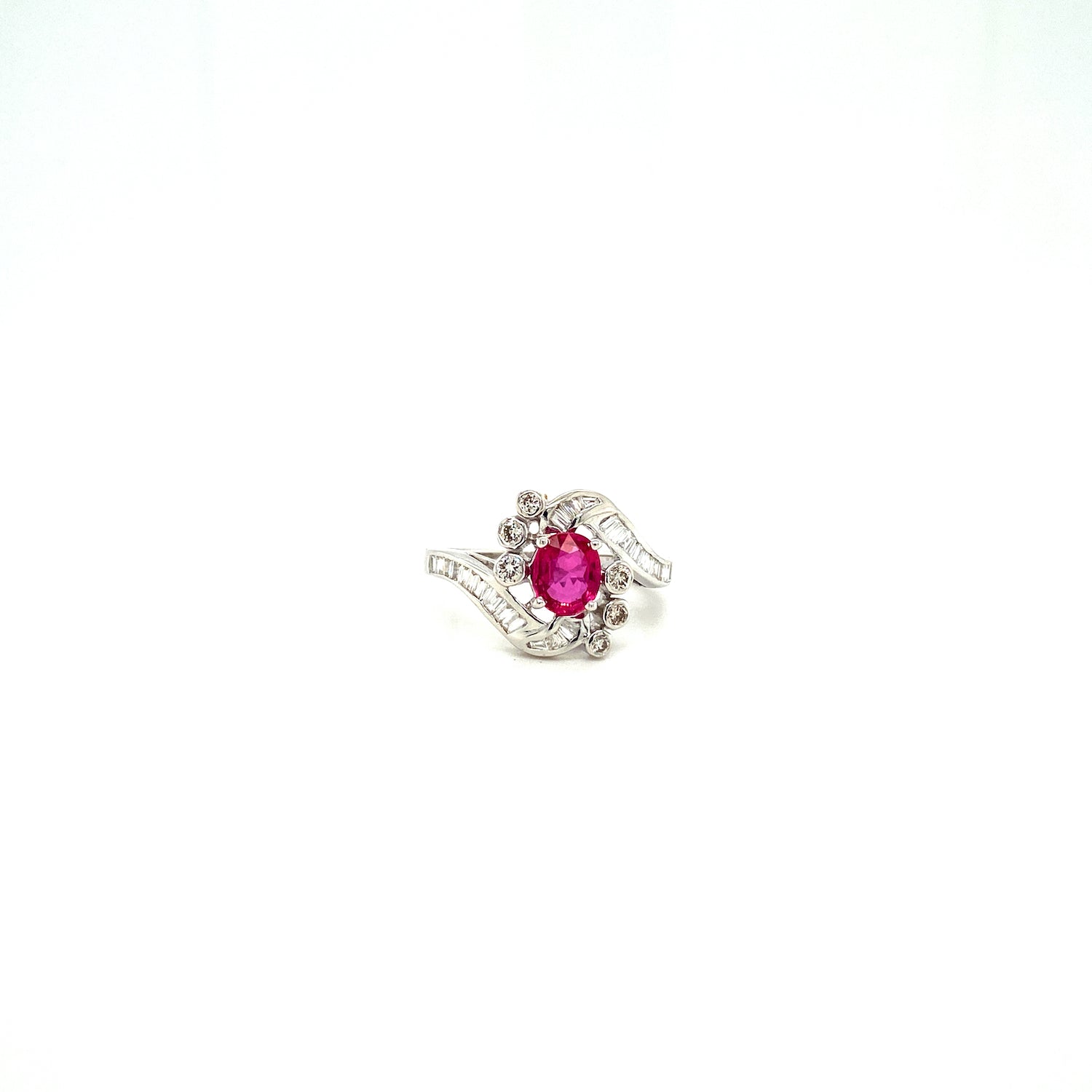 Ruby and Diamond Ring in 18K White Gold - KGR 12741