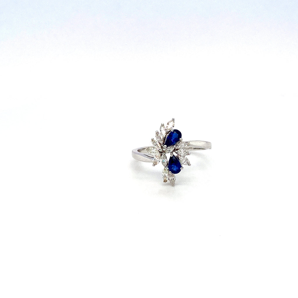 Sapphire and Diamond Ring in 18K White Gold - KGR 13923