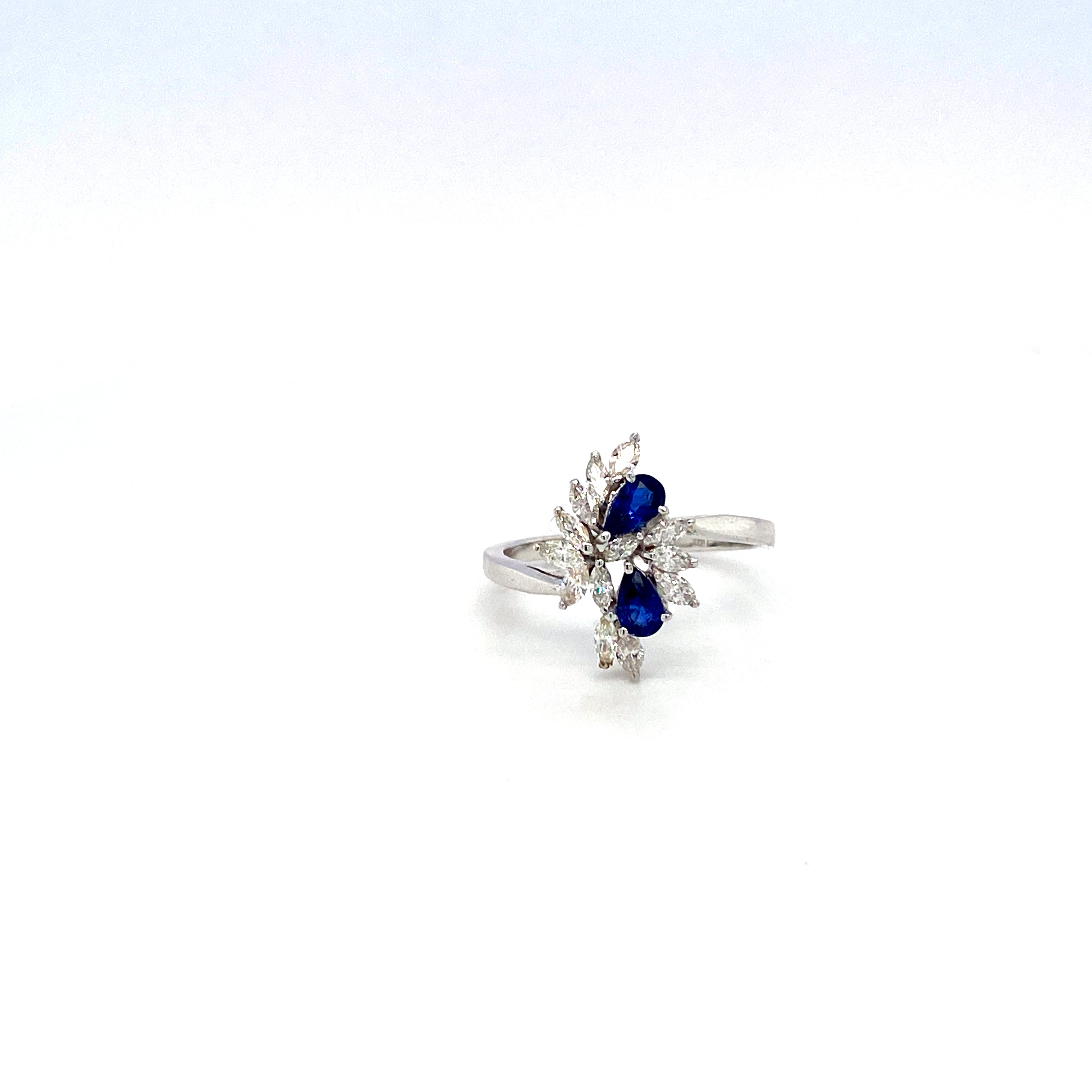 Sapphire and Diamond Ring in 18K White Gold - KGR 13923