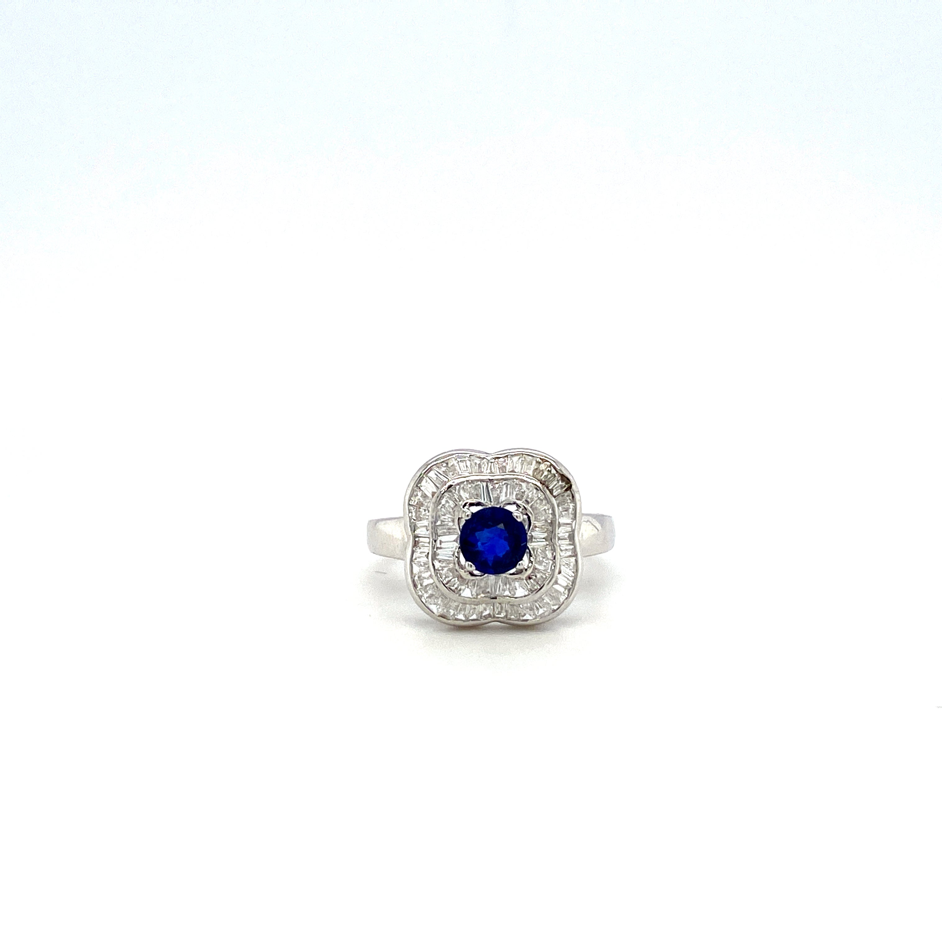 Sapphire and Diamond Ring in 18K White Gold - KGR 14046