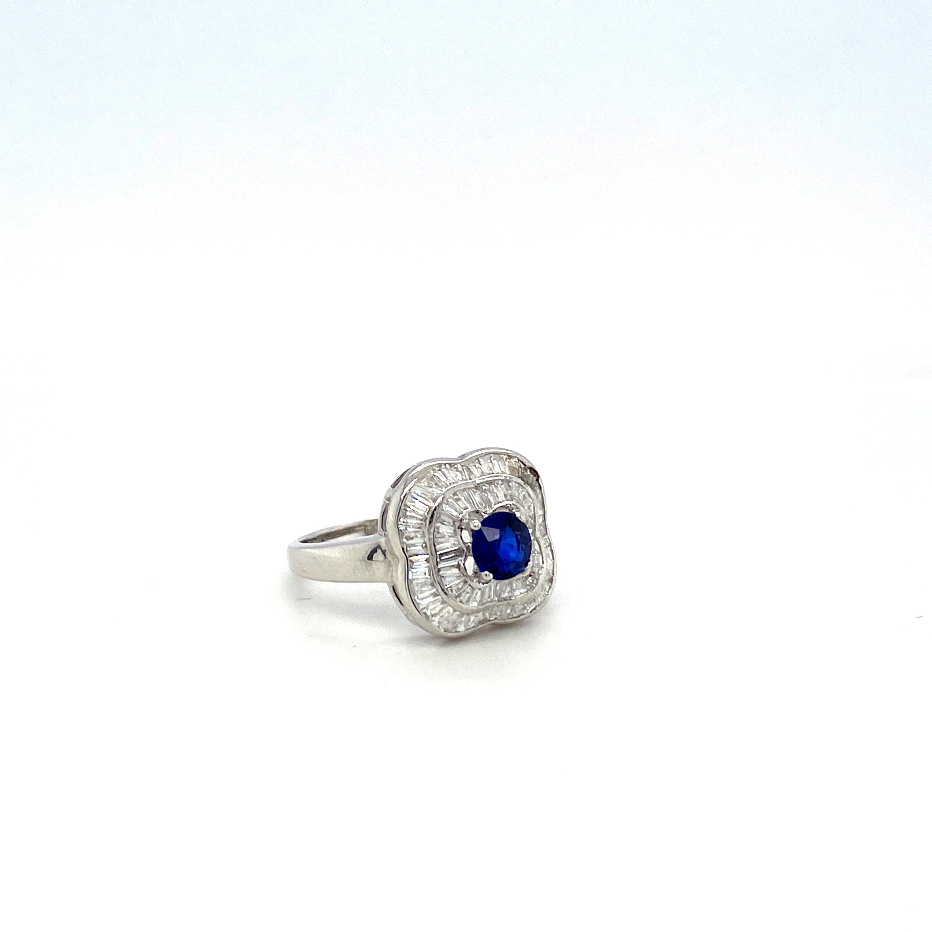 Sapphire and Diamond Ring in 18K White Gold - KGR 14046