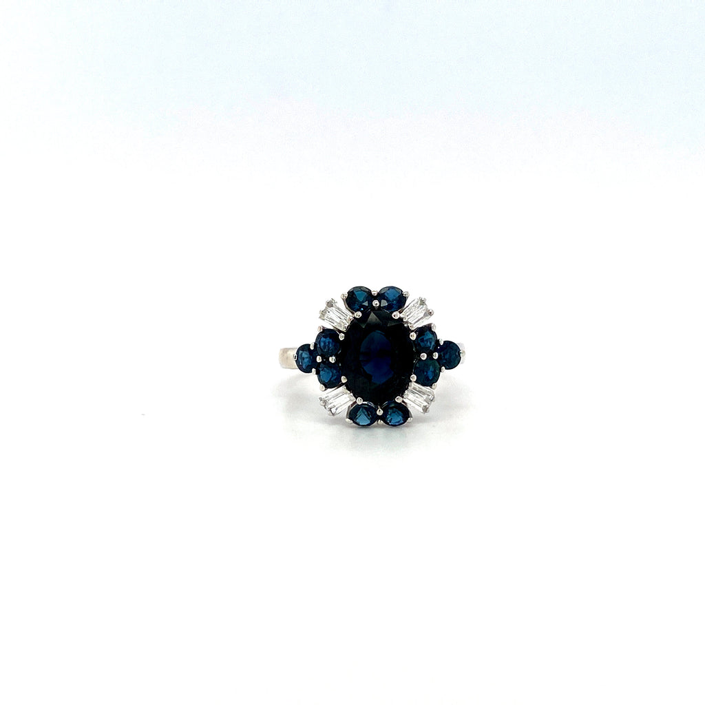 Sapphire and Diamond Ring in 18K White Gold - KGR 14384