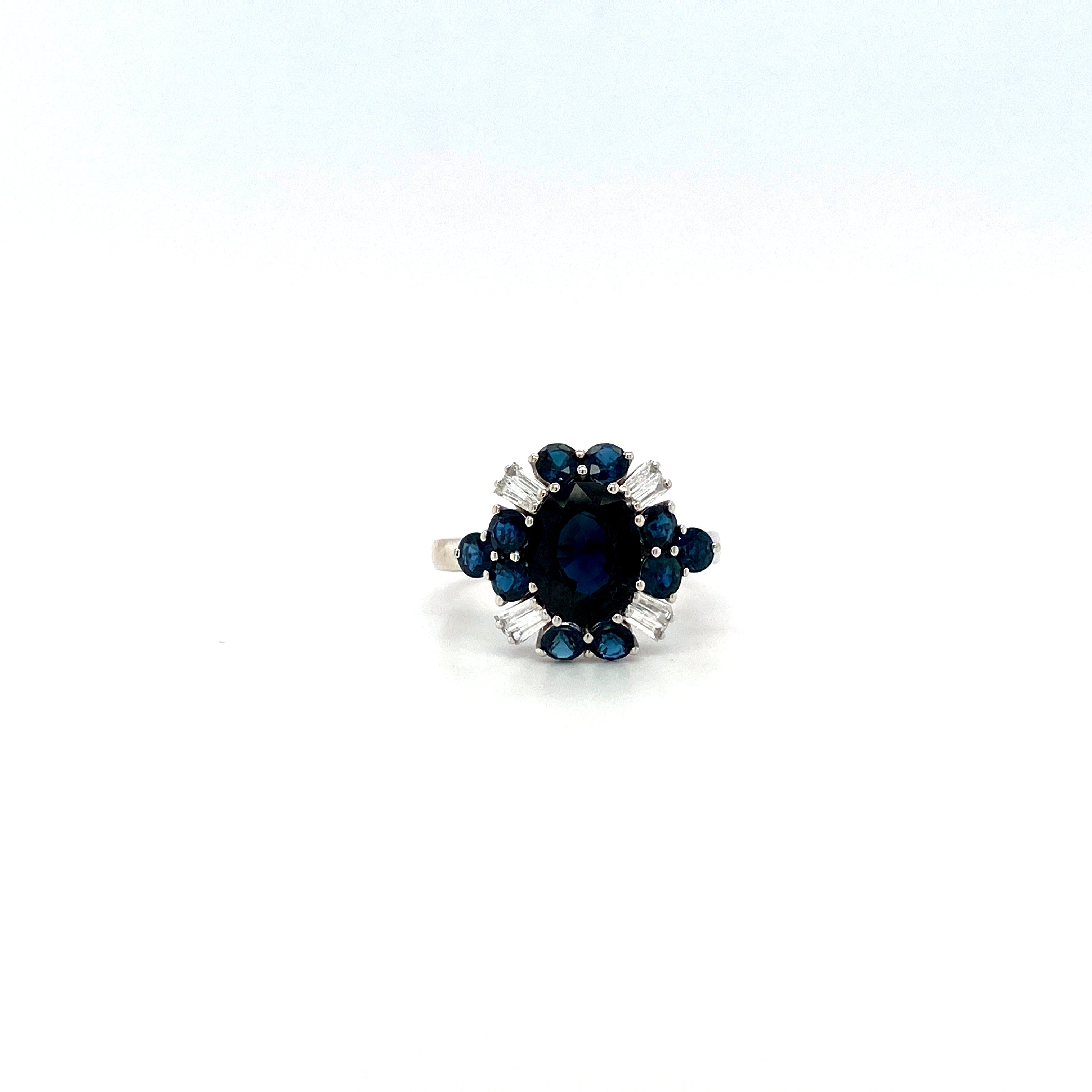 Sapphire and Diamond Ring in 18K White Gold - KGR 14384