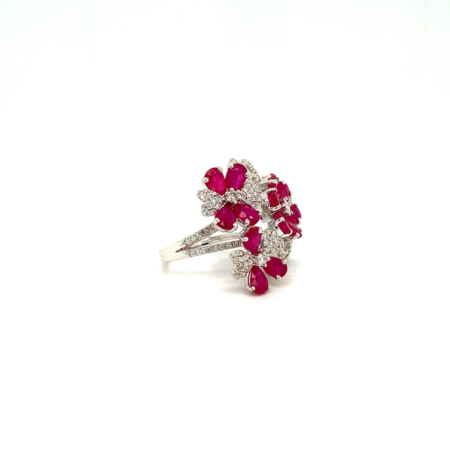 Ruby and Diamond Ring in 18K White Gold - KGR 14920