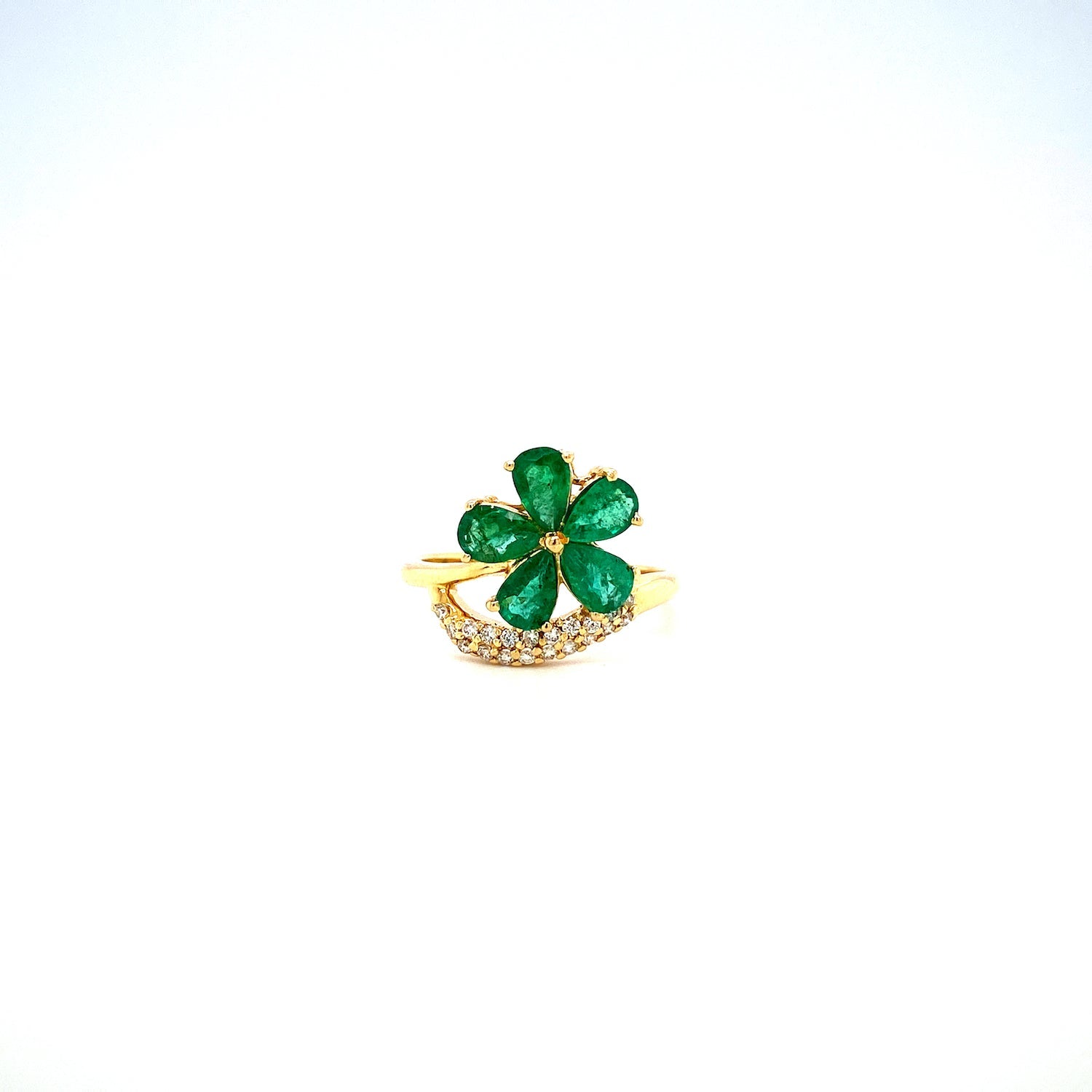 Emerald and Diamond Ring in 14K Yellow Gold - KGR 15209