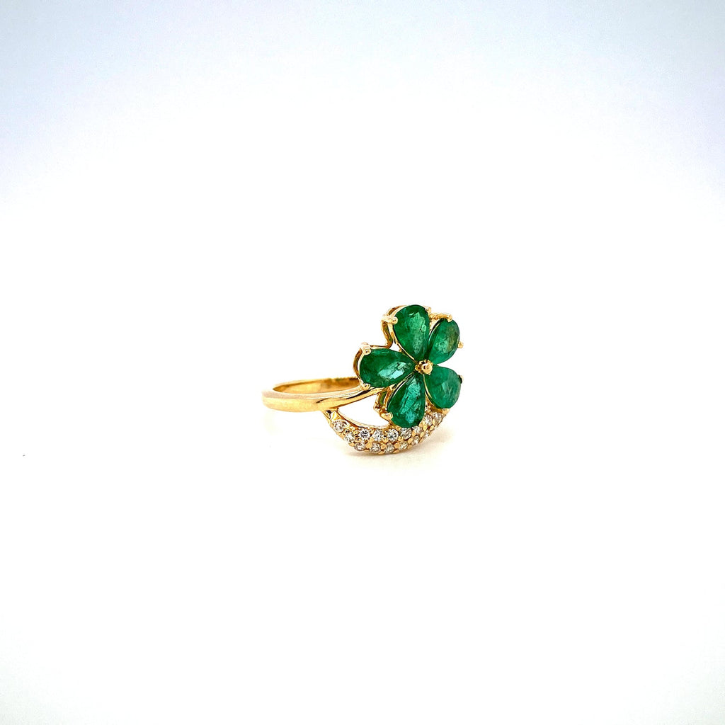 Emerald and Diamond Ring in 14K Yellow Gold - KGR 15209
