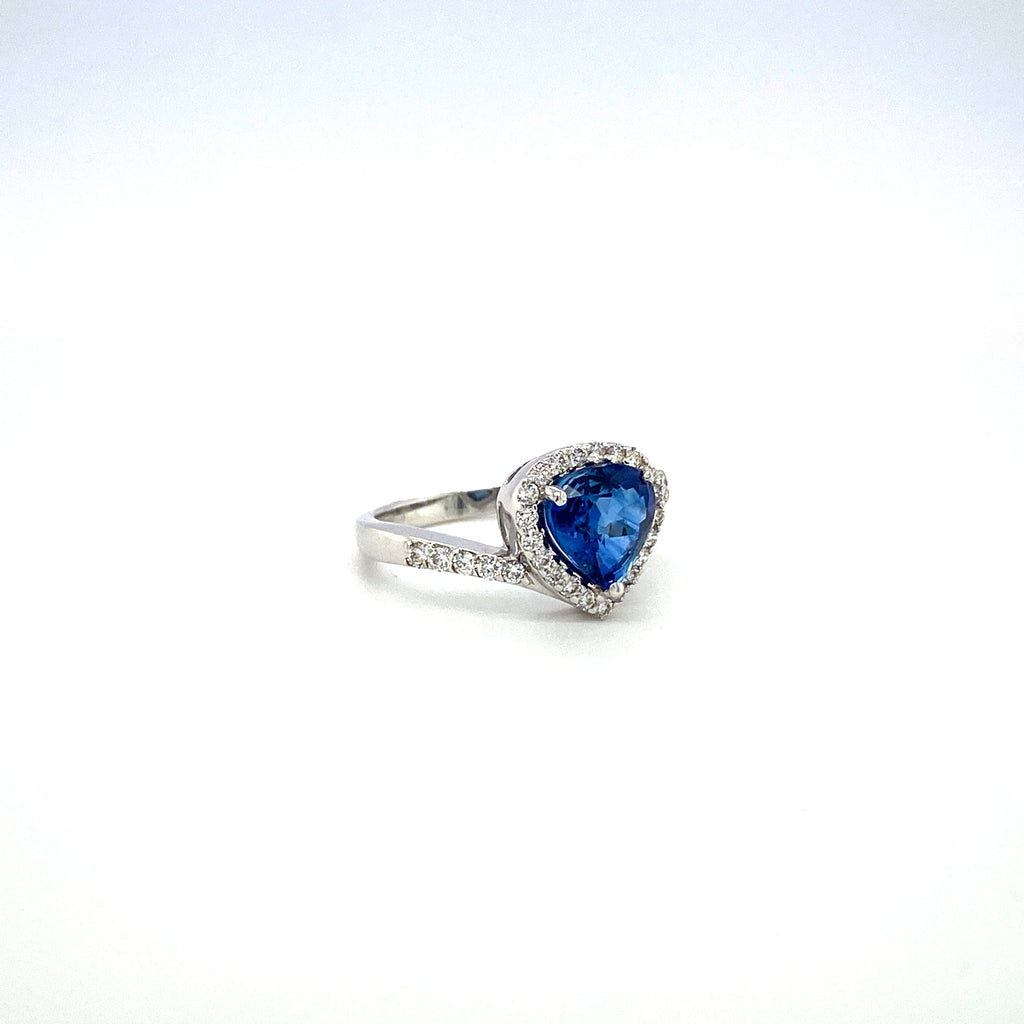 Sapphire and Diamond Ring in 18K White Gold - KGR 15974