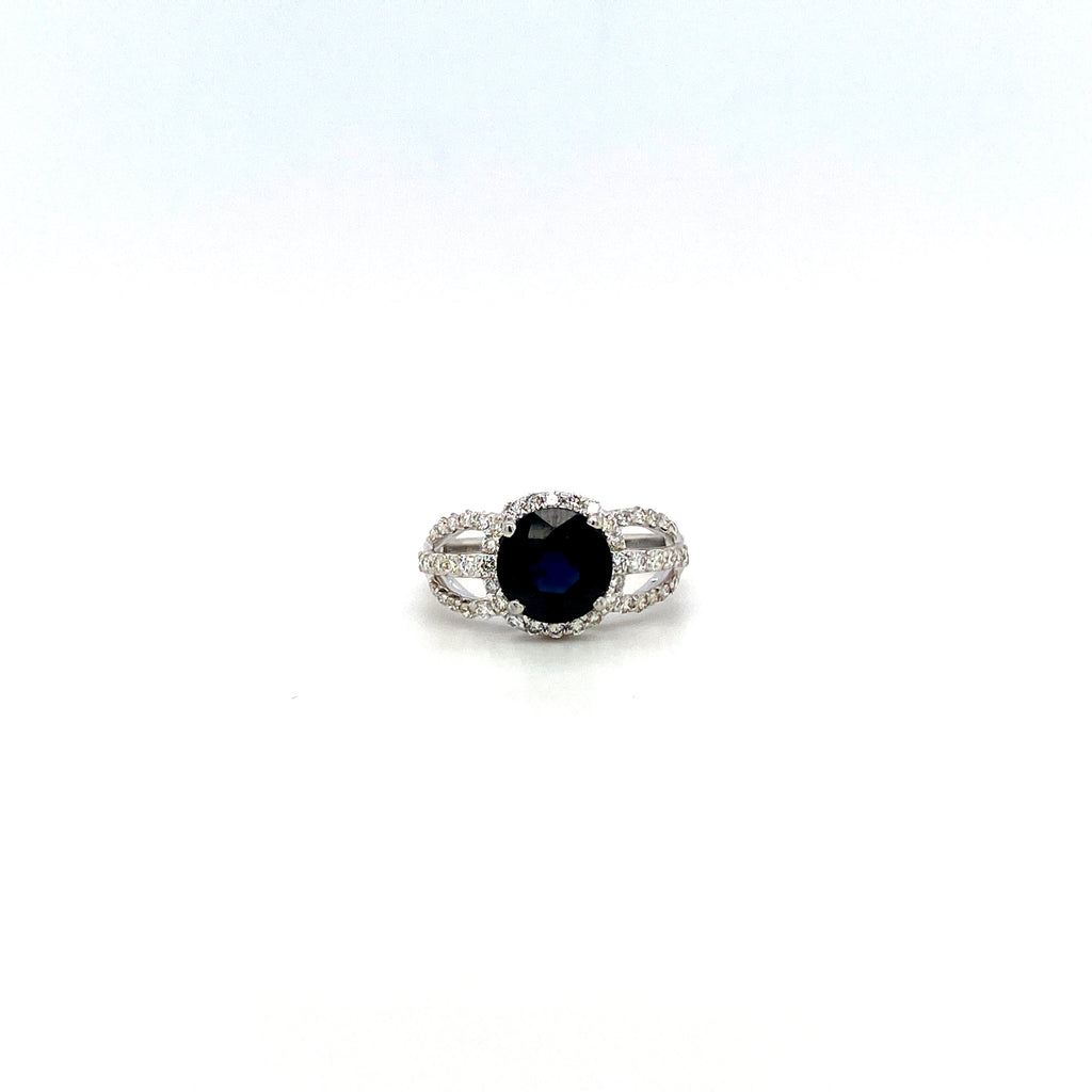 Sapphire  and Diamond Ring in 18K White Gold - KGR 15976