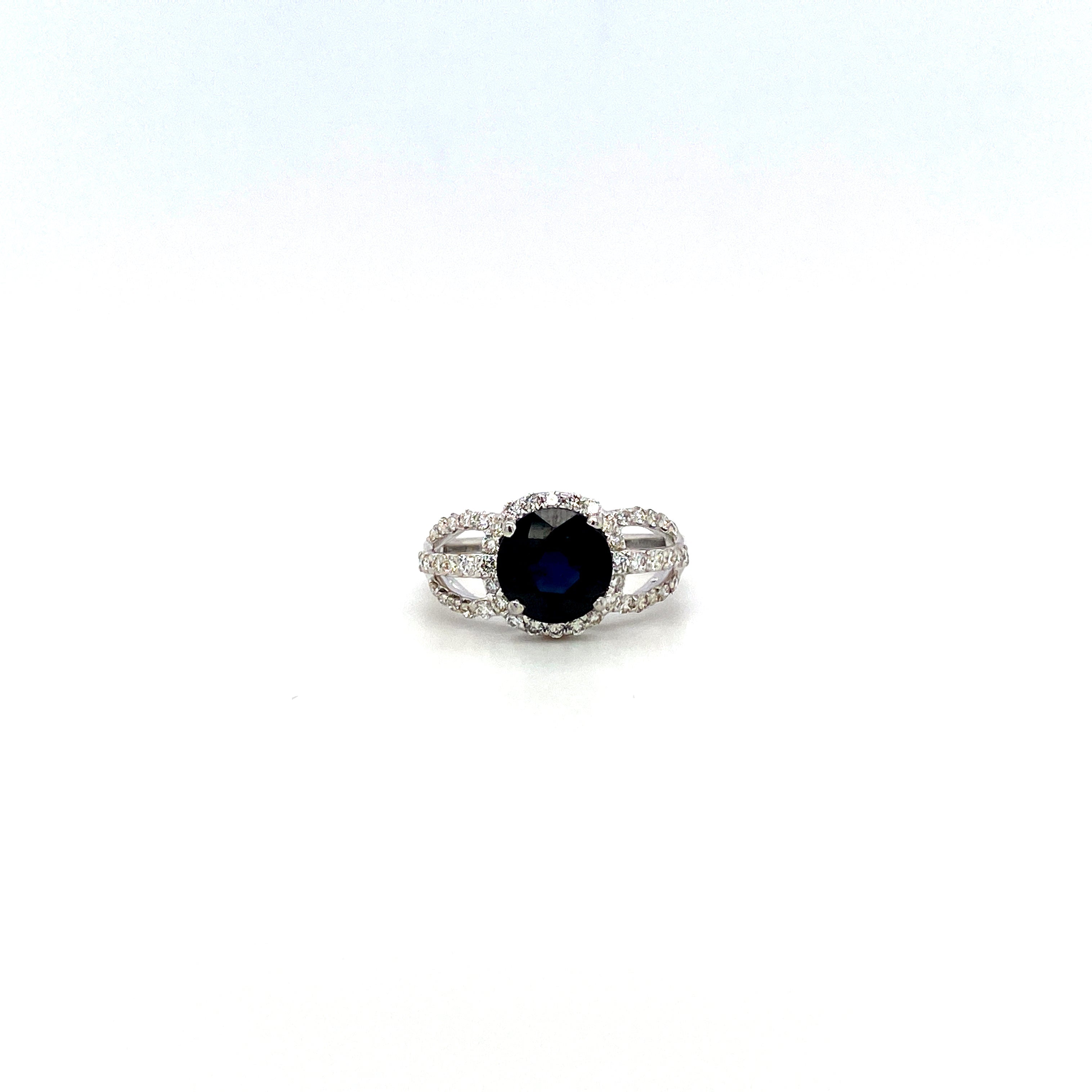 Sapphire  and Diamond Ring in 18K White Gold - KGR 15976