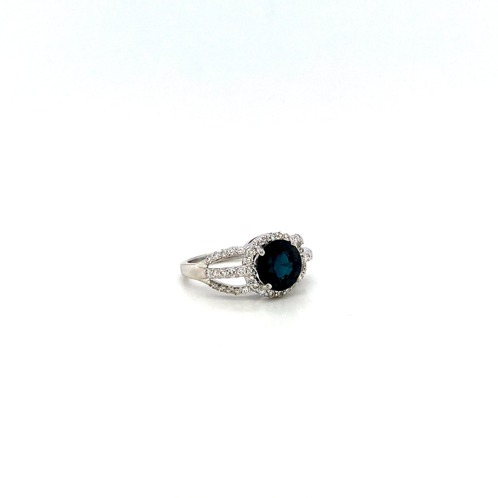 Sapphire  and Diamond Ring in 18K White Gold - KGR 15976