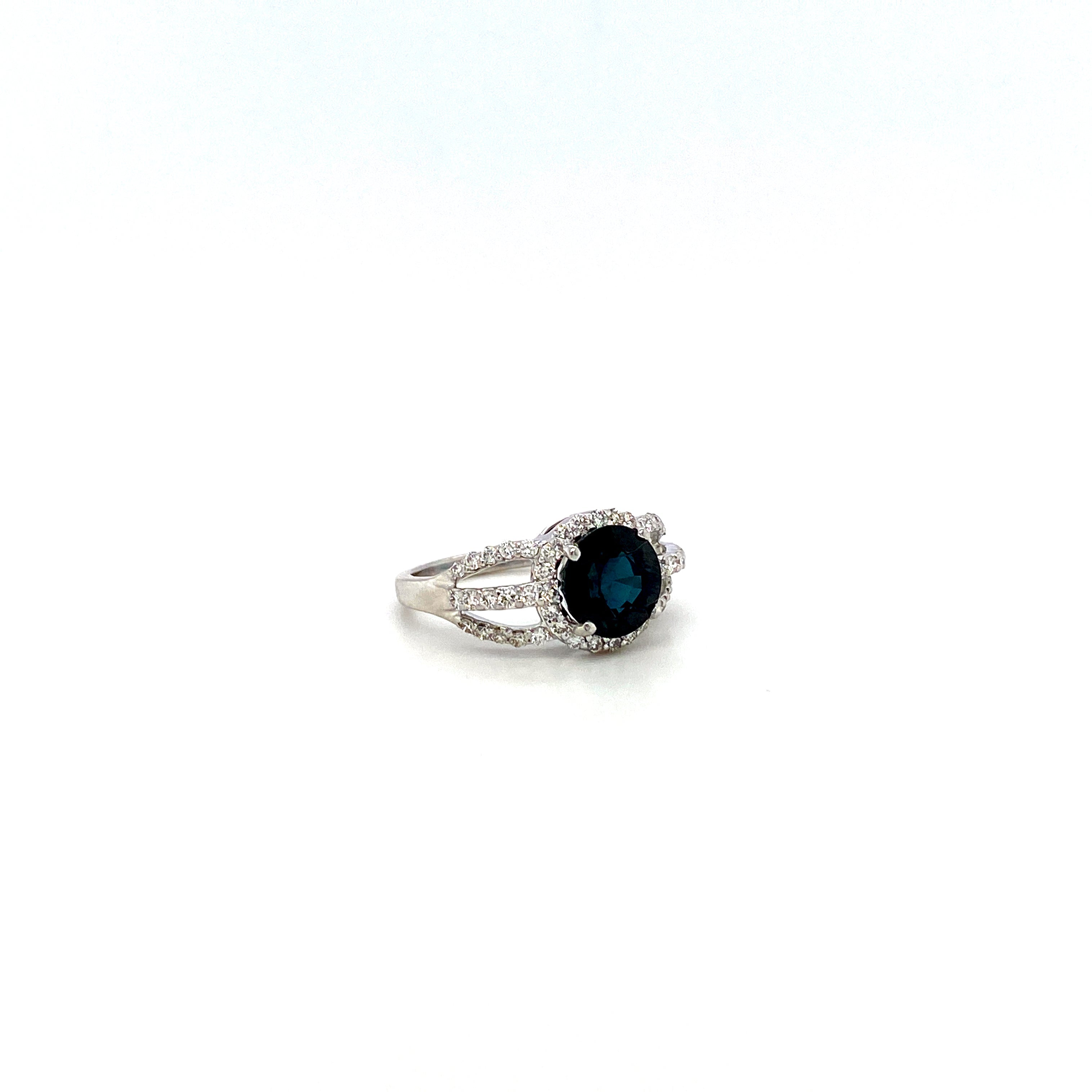 Sapphire  and Diamond Ring in 18K White Gold - KGR 15976