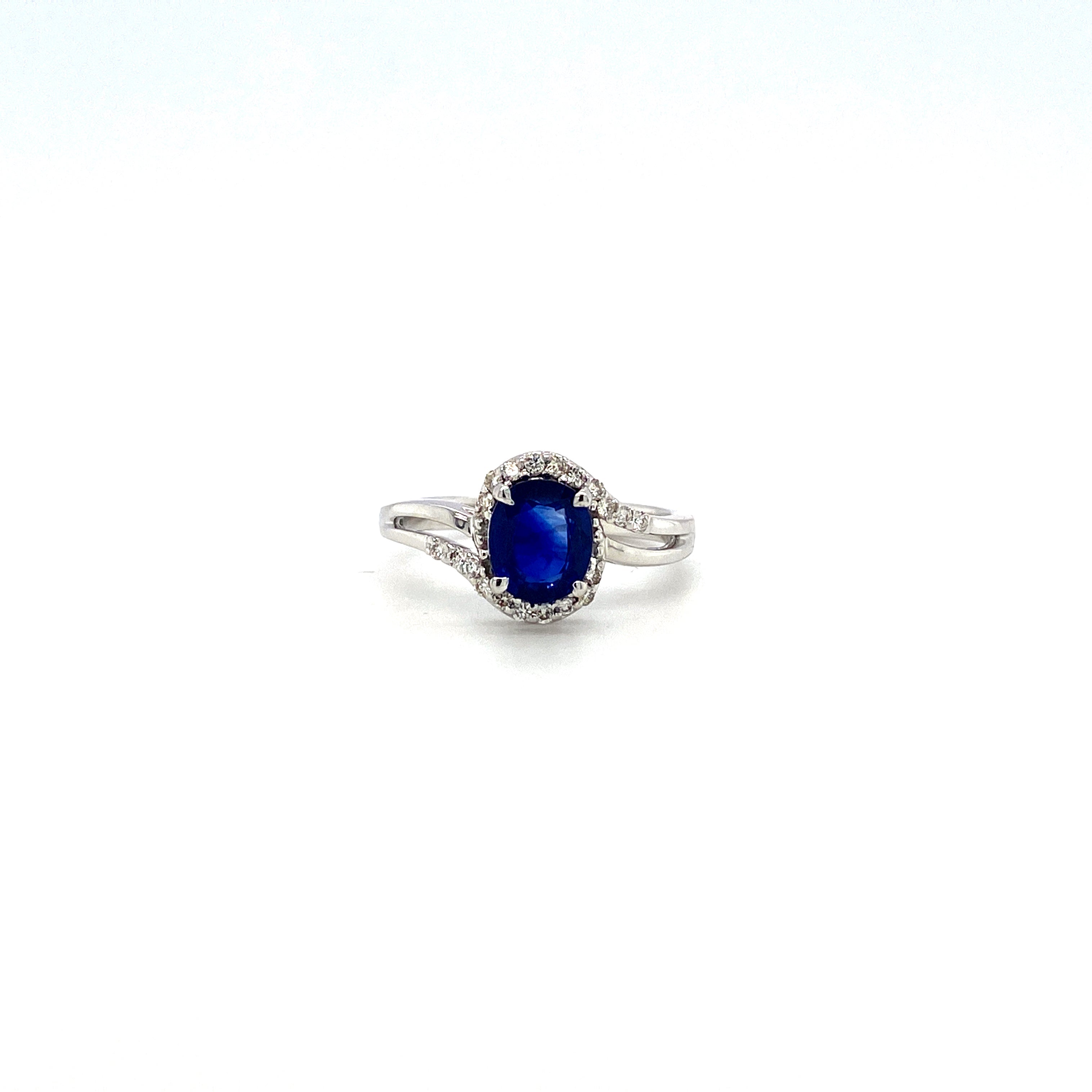 Sapphire and Diamond Ring in 18K White Gold - KGR 15983