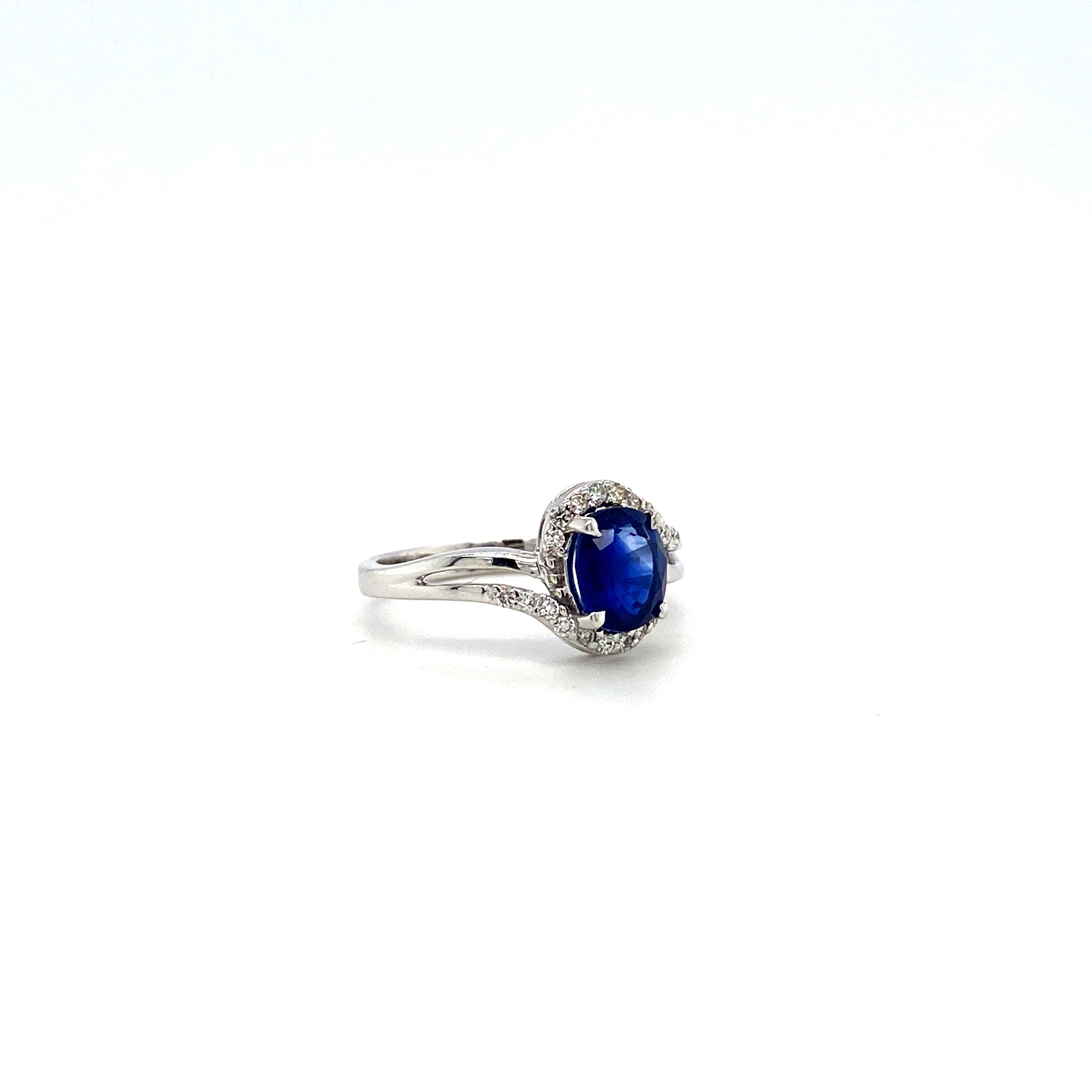 Sapphire and Diamond Ring in 18K White Gold - KGR 15983