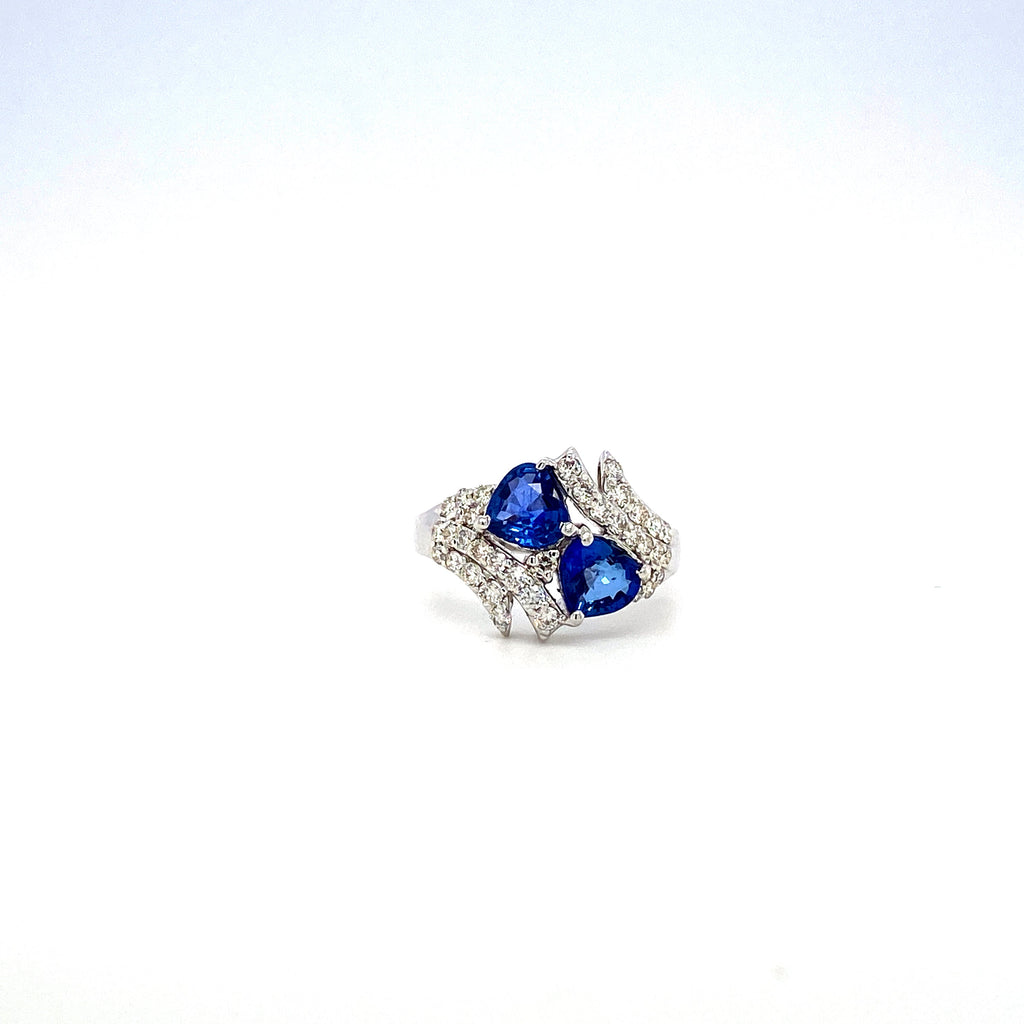 Sapphire and Diamond Ring in 18K White Gold - KGR 15990