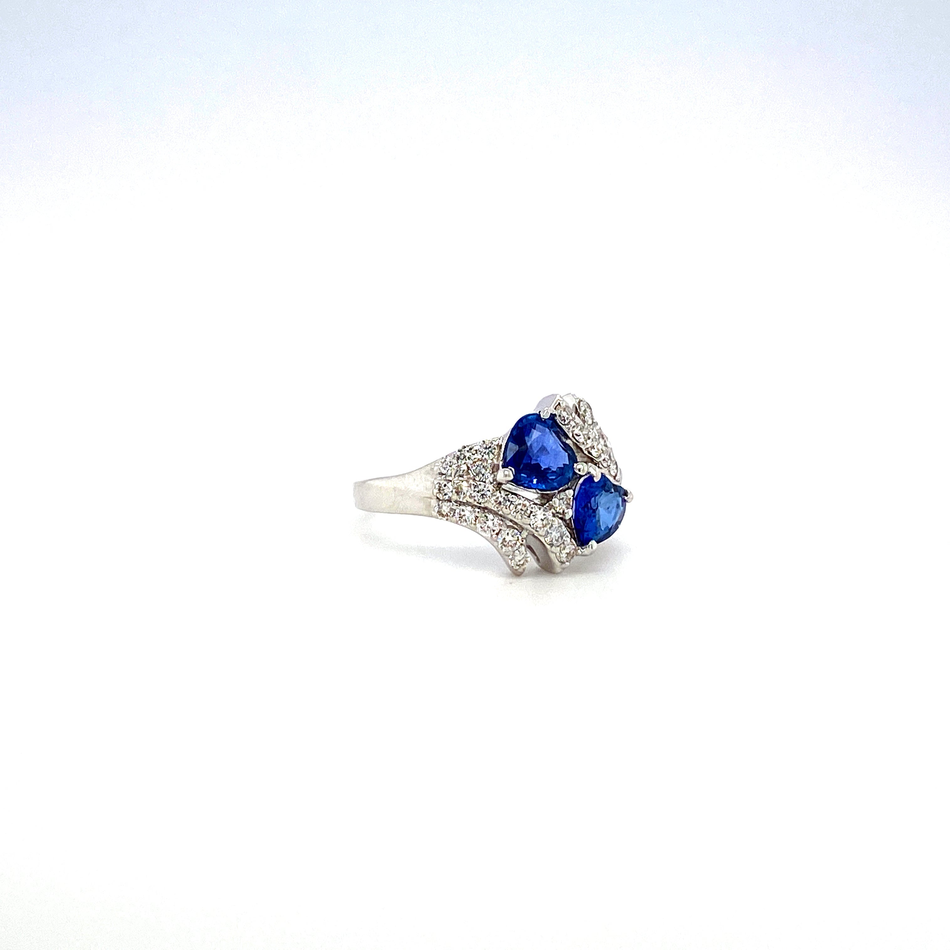 Sapphire and Diamond Ring in 18K White Gold - KGR 15990