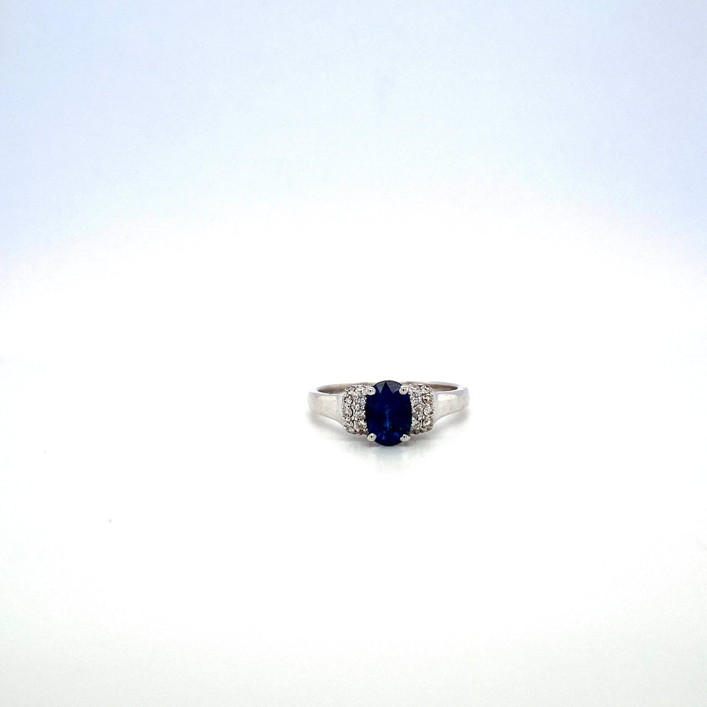 Sapphire and Diamond Ring in 18K White Gold - KGR 16012