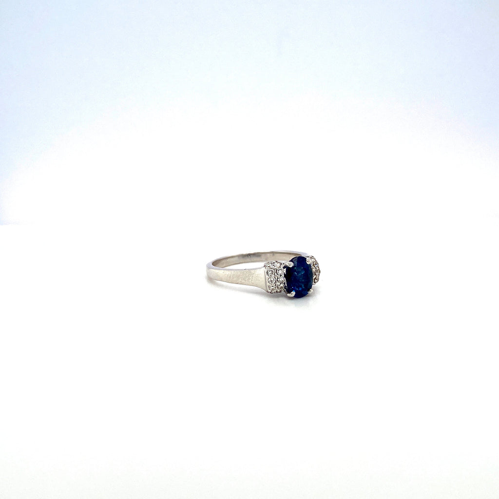 Sapphire and Diamond Ring in 18K White Gold - KGR 16012