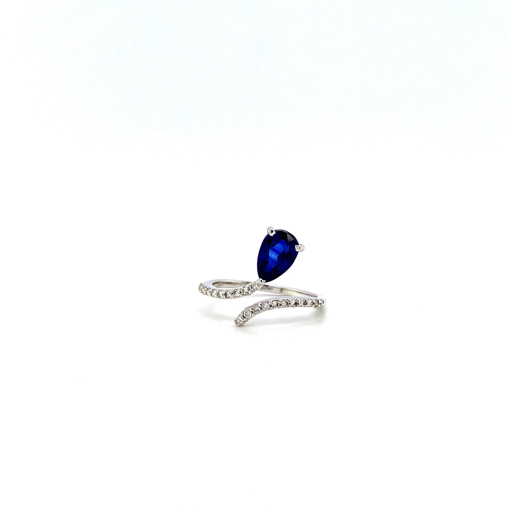 Sapphire and Diamond Ring in 18K White Gold - KGR 16039