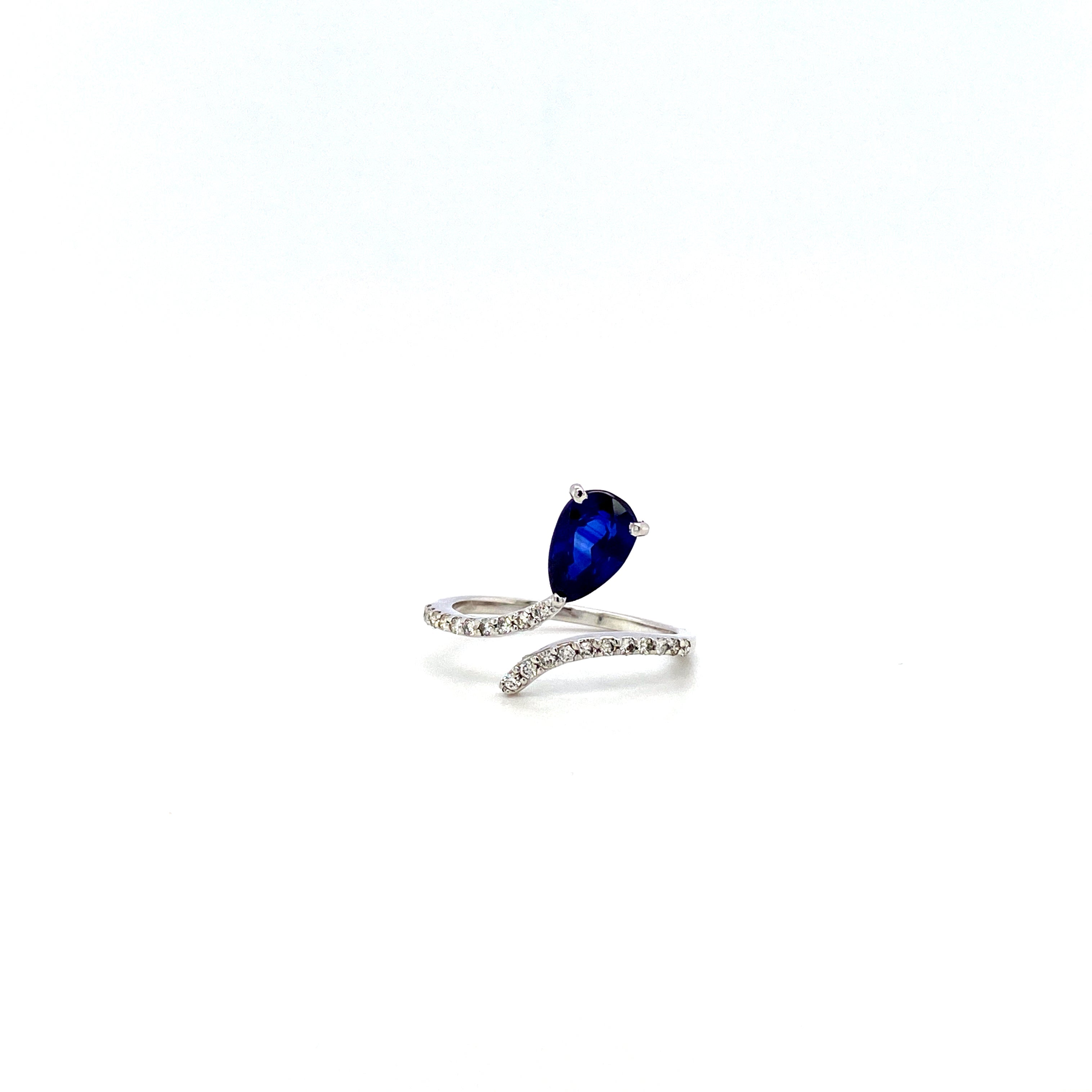Sapphire and Diamond Ring in 18K White Gold - KGR 16039
