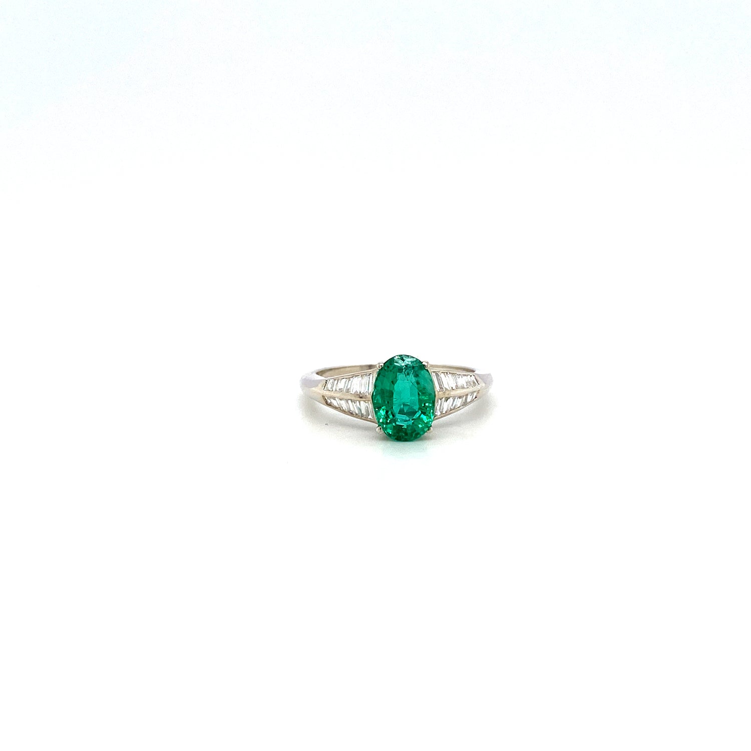 Emerald and Diamond Ring in 18K White Gold - KGR 16444