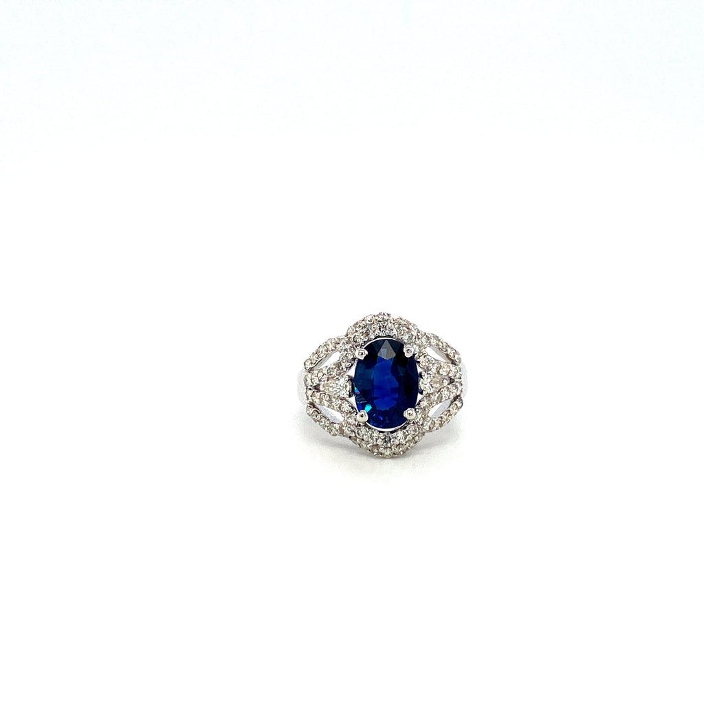 Sapphire and Diamond Ring in 18K White Gold - KGR 16475
