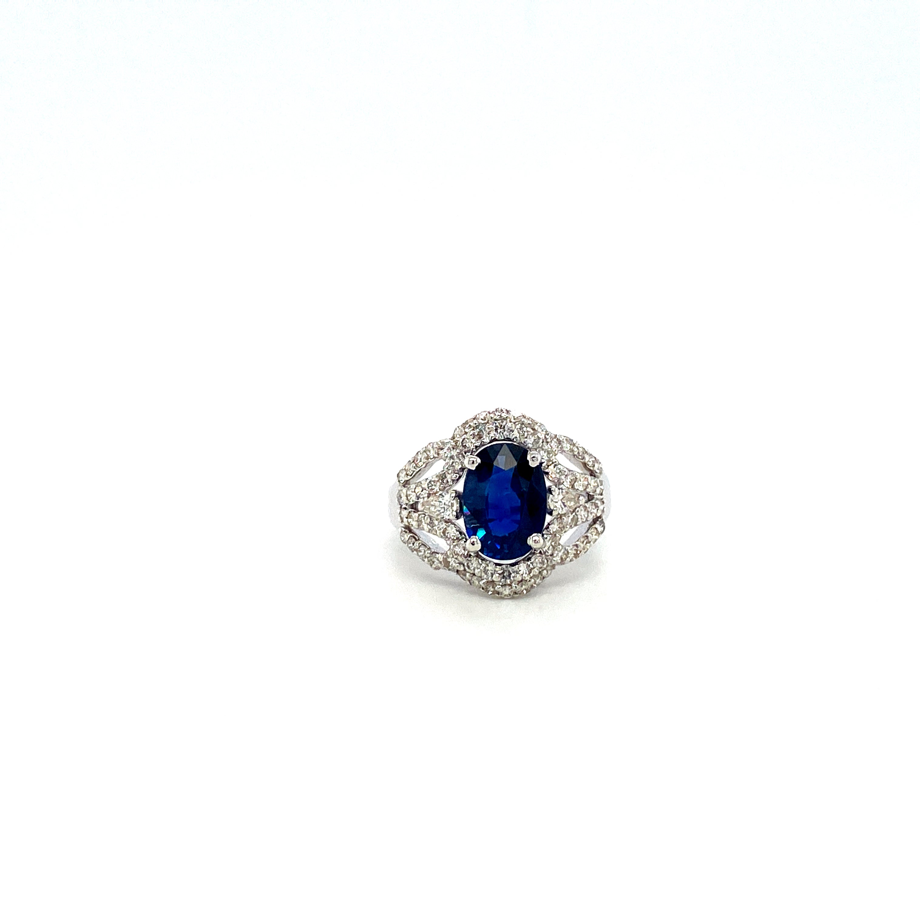 Sapphire and Diamond Ring in 18K White Gold - KGR 16475