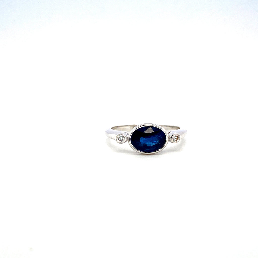 Sapphire and Diamond Ring in 18K White Gold - KGR 16496
