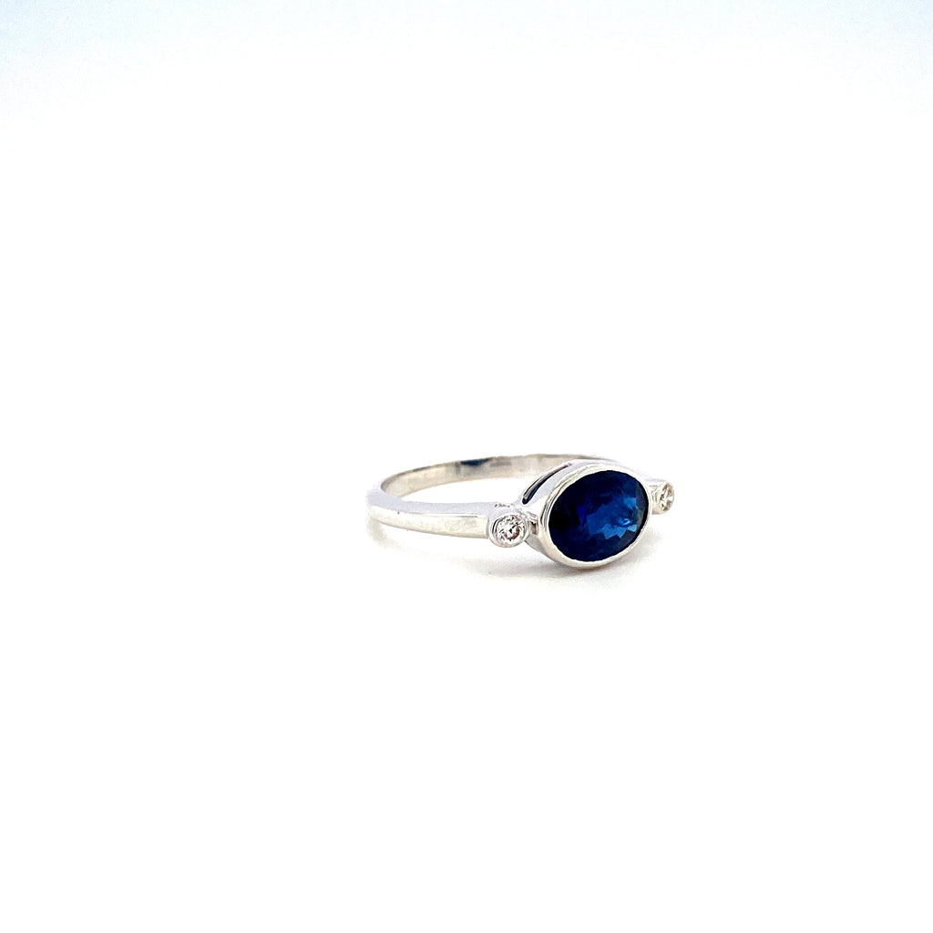 Sapphire and Diamond Ring in 18K White Gold - KGR 16496
