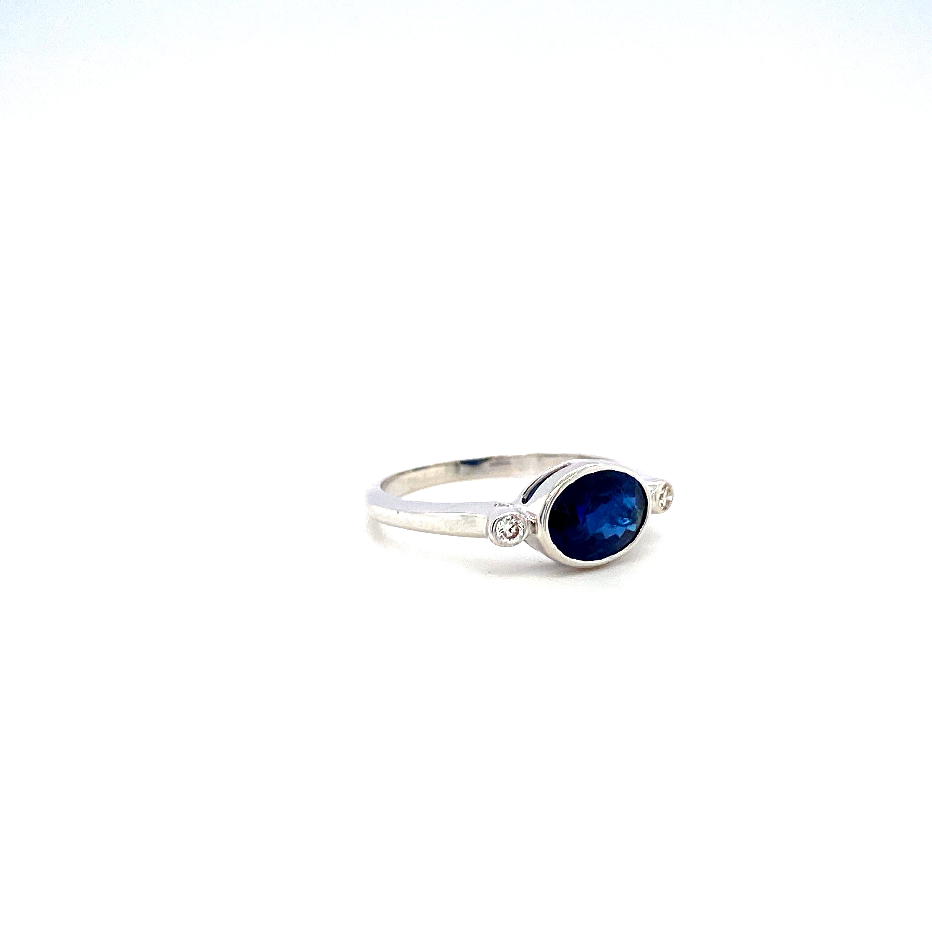 Sapphire and Diamond Ring in 18K White Gold - KGR 16496